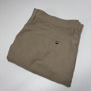 Travis Mathew Mens Open to Close Performance Pants Size 36 Heather Khaki Stretch